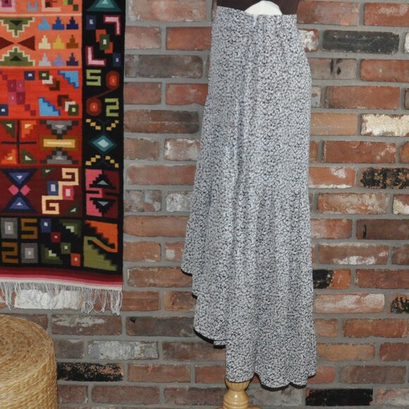 Big Hit Calico Floral Prairie Skirt Tiered Ruffle High Low Maxi Hippie Boho S - Picture 4 of 7